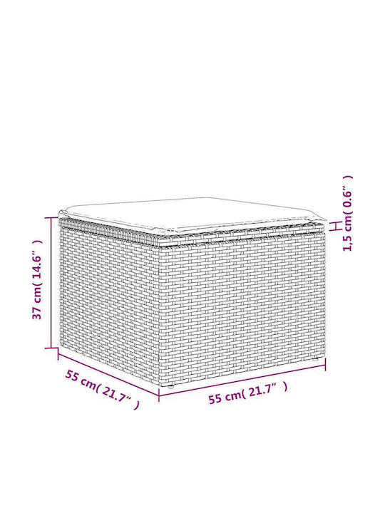 Outdoor Corner Sofa Rattan With Cushions 62x62x69cm