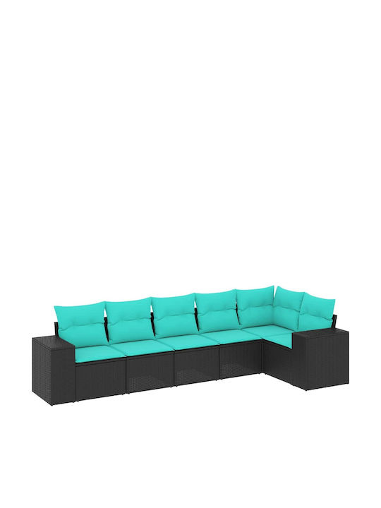Outdoor Corner Sofa Rattan with Cushions 62x62x69cm