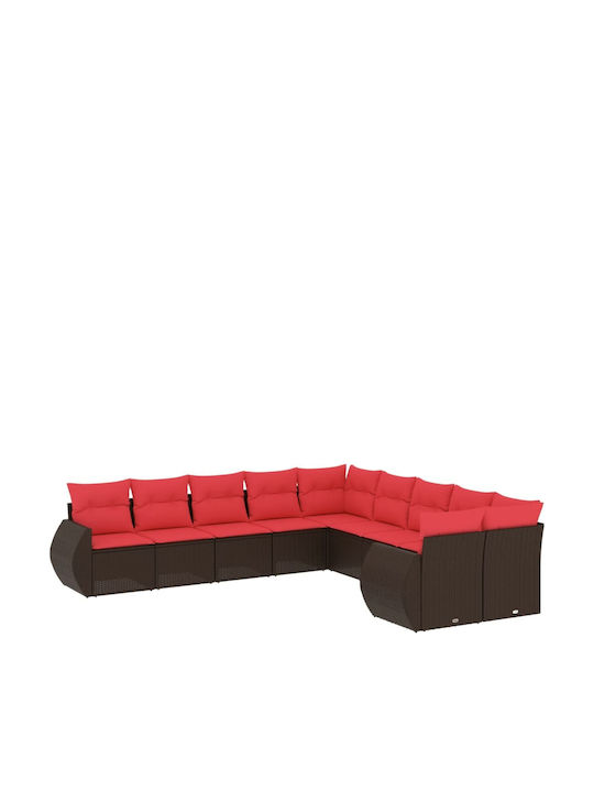 Outdoor Corner Rattan Sofa With Cushions 62x62x69cm