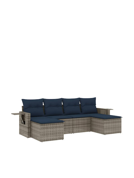 Canapea De Colț De Exterior Din Rattan Cu Perne 55x62x69cm