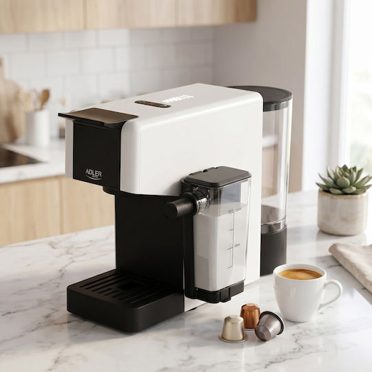 Adler Αυτόματη Μηχανή Espresso 1400W Πίεσης 20bar για Cappuccino Λευκή AD 4391