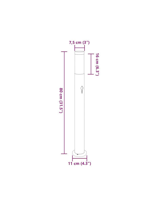 vidaXL Φωτιστικό Κολωνάκι Εξωτερικού Χώρου 40W IP44 για Ντουί E27 Ασημί