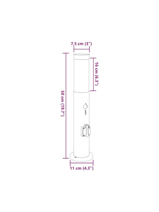 vidaXL Outdoor Small Post Floor Lamp 40W IP44 for E27 Silver