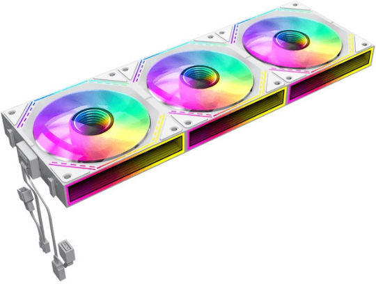 GameMax FN12A-S3I Ventilator Pentru Carcasă 120mm (1600rpm / 49.54cfm) cu Iluminare ARGB și Conexiune 3-Pin 3 Bucăți Albe