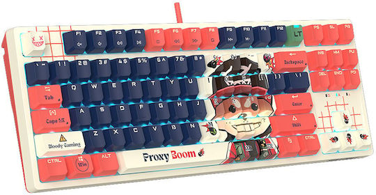 A4Tech Blody AT87 Tastatură Gaming Optică Tenkeyless cu Comutatoare Alpha Optical și Taste Iluminate (Engleză SUA) Multicolor