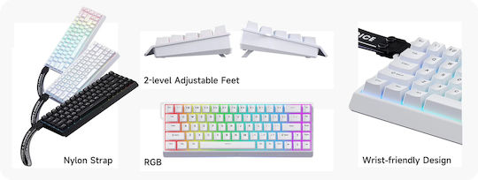 MCHOSE Ace 68 Gaming Πληκτρολόγιο 65% με Magnetic διακόπτες και RGB φωτισμό (Αγγλικό US) Λευκό