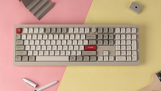 Keychron V6 Max Retro V6M-R4 Ασύρματο Gaming Μηχανικό Πληκτρολόγιο με Custom διακόπτες και RGB φωτισμό (Αγγλικό US) Γκρι