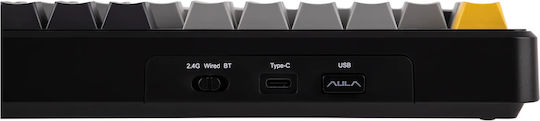 Aula F108 Ασύρματο Gaming Μηχανικό Πληκτρολόγιο με Custom διακόπτες και RGB φωτισμό (Αγγλικό US)