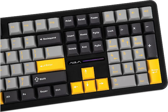 Aula F108 Ασύρματο Gaming Μηχανικό Πληκτρολόγιο με Custom διακόπτες και RGB φωτισμό (Αγγλικό US)