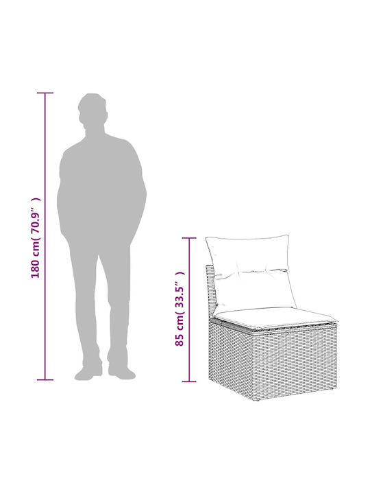 Outdoor Corner Rattan Sofa With Cushions 62x62x69cm