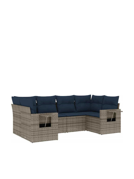 Ecksofa Outdoor Rattan mit Kissen 62x62x69cm