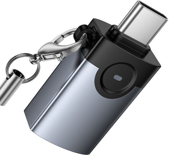 Hoco Converter USB-C Male to USB-A Female Gray 1 Piece