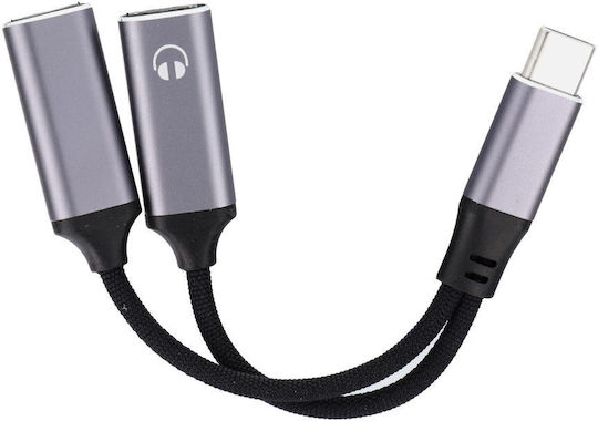 Bluestar Usb Adapter Aux 2-in-1 Type C Male To Type C Female Type C Female Blue Star Black Dac Charging Up To 25w
