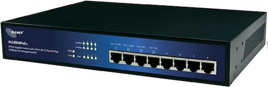 Allnet ALL8804PoE+ Unverwaltet L2 PoE+ Switch mit 8 Ports Gigabit (1Gbps) Ethernet