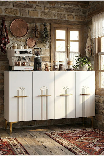 Sideboard Holz Weiß 120x32x75cm