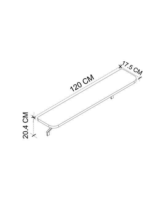 Ράφι Τοίχου Καφέ 120x17.5x20εκ.