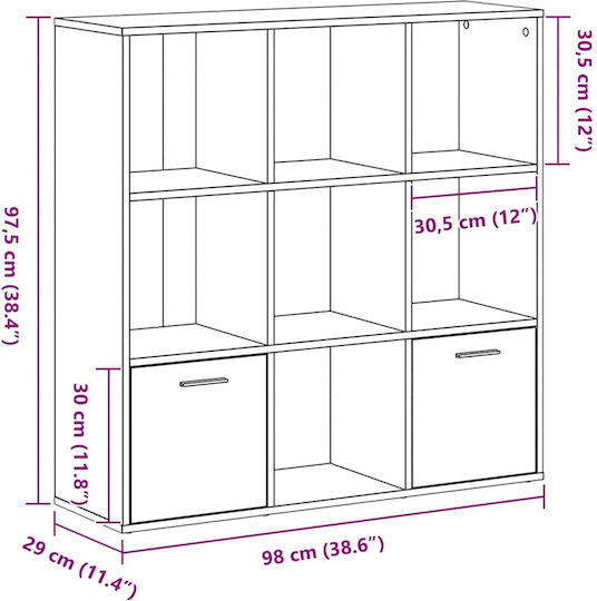 Черна Етажерка От Дъб 98x29x97.5см
