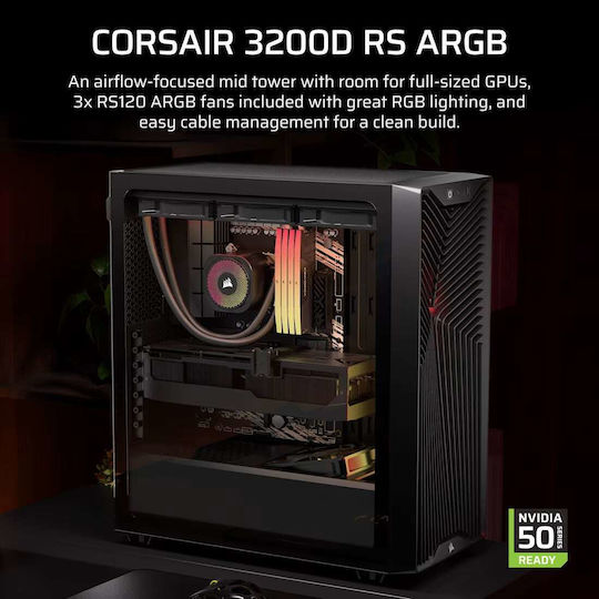 Corsair 3200D RS ARGB Gaming Midi Tower Computer Case Black