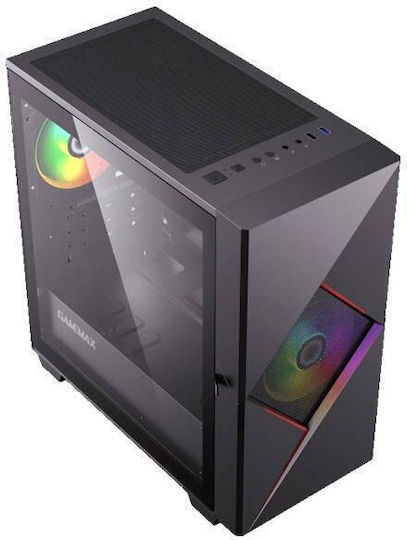 GameMax Cyclops Gaming Micro Tower Κουτί Υπολογιστή με Πλαϊνό Παράθυρο και ARGB Φωτισμό Μαύρο