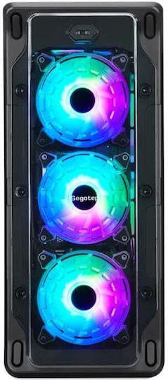 Segotep Lux 360 Геймърско Midi Tower Компютърна Кутия с Страничен Прозорец и RGB Осветление Черна