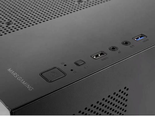 Tacens MARS MC-3TLITE Gaming Mini-Turm Computergehäuse mit Seitenfenster und ARGB-Beleuchtung Schwarz