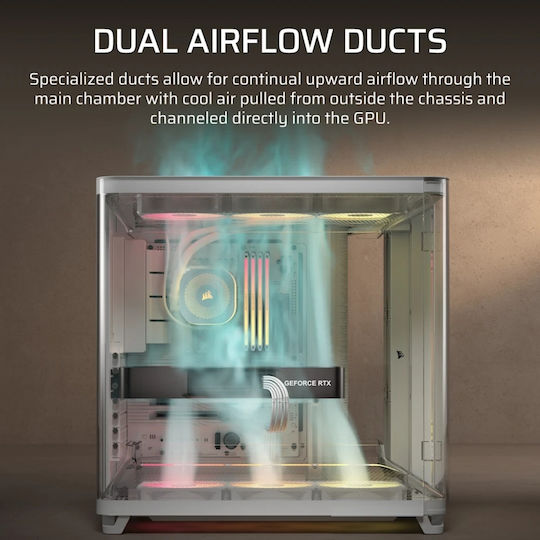 Corsair AIR 5400 RS-R ARGB Геймърско Midi Tower Компютърна Кутия със Страничен Прозорец Бяла