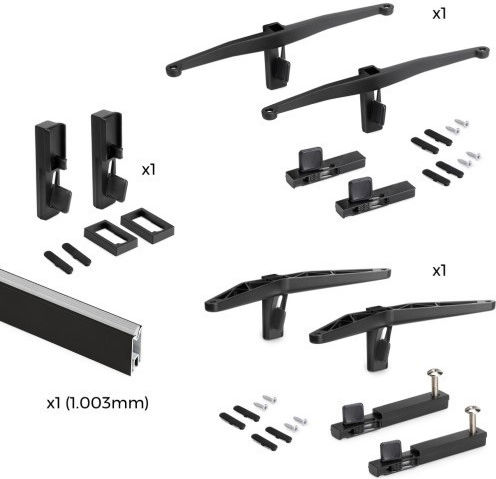 Kit of Articulated Shelf Frame Mechanisms 1 Shelf 1 Cabinet & 1 Tube Without Wooden Elements Emuca Zero 7022454 Matte Black