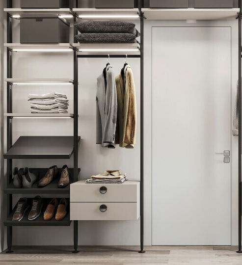 Kit of Articulated Shelf Frame Mechanisms 1 Shelf 1 Cabinet & 1 Tube Without Wooden Elements Emuca Zero 7022454 Matte Black