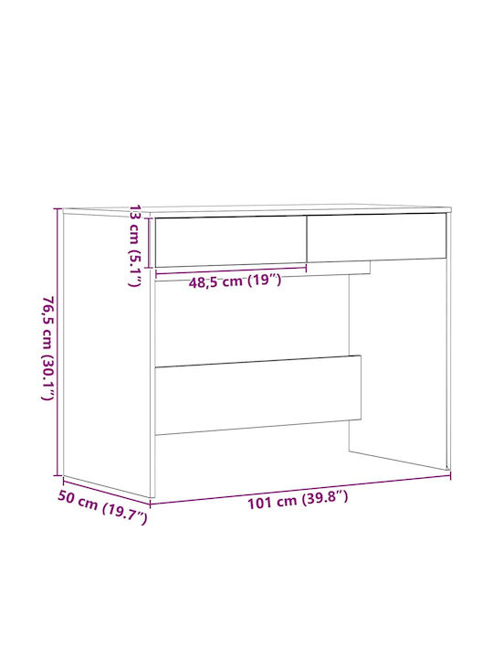 Γραφείο Ξύλινο Μαύρη Δρυς 101x50x76.5εκ.