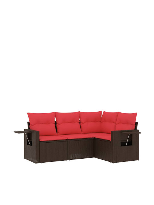 Ecksofa Outdoor Rattan mit Kissen 62x62x69cm