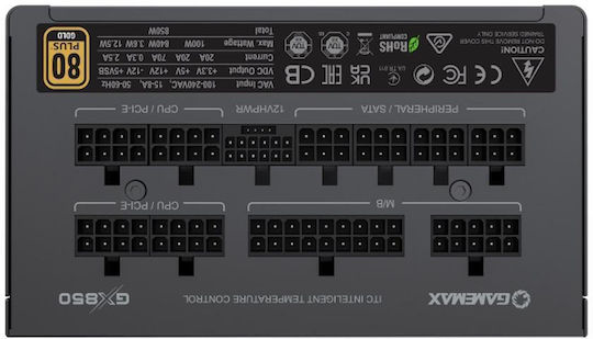 GameMax GX850 PRO 850W Черно Захранващо Блокче За Компютър Пълен Модул 80 Plus Gold