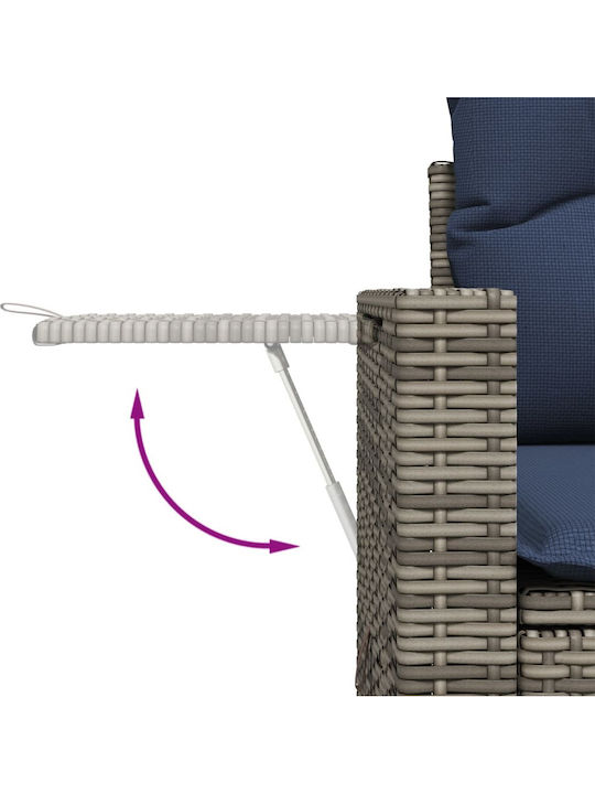 Three-Seater Outdoor Rattan Sofa with Cushions 55x62x69cm