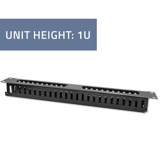 Organizer Qoltec Stahl Kabelmanagement Rackschrank 19" 24 Ports 1U Schwarz 14133156 5901878545141