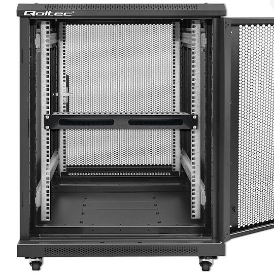Organizer Qoltec Stahl Kabelmanagement Rackschrank 19" 24 Ports 1U Schwarz 14133156 5901878545141