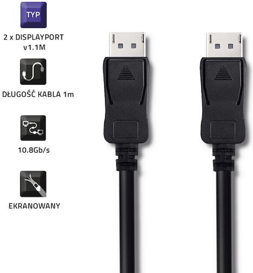 Qoltec Кабел DisplayPort мъжки - DisplayPort мъжки 1м Черен (50452)