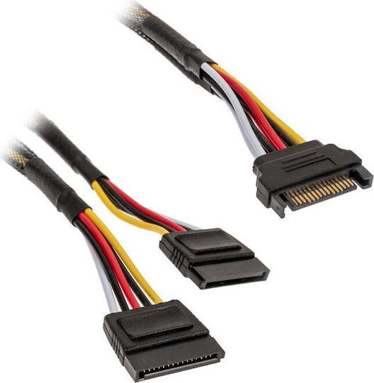 Akasa SATA 15-пинов към SATA 15-пинов X2 0.3m Черен Ak-cbpw05-kt02