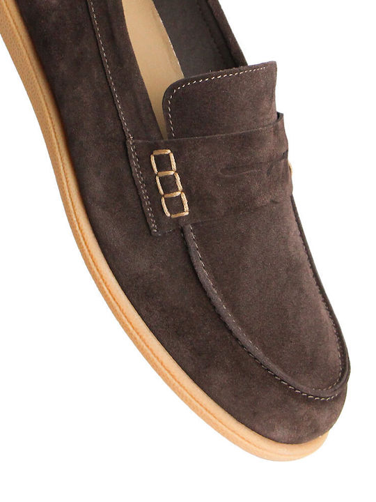 Leather Men's Moccasins In Brown Colour