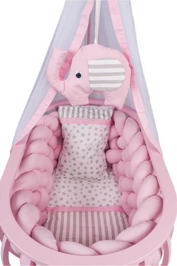 SteweHome Cradle with Mattress and Wheels Pink
