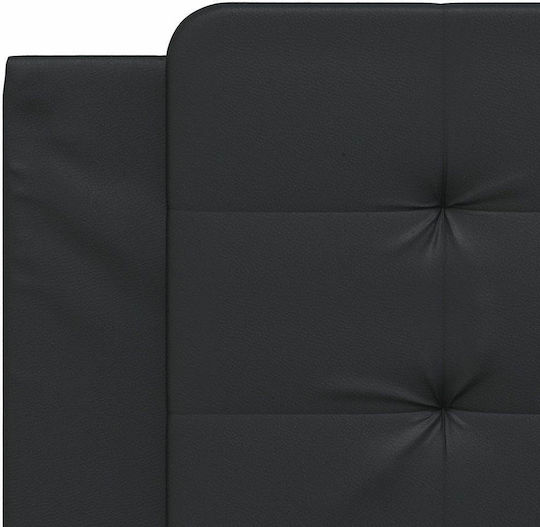vidaXL LED Възглавница за Табла от Черна Изкуствена Кожа 100x48 см