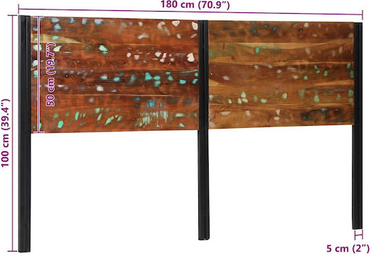 vidaXL Hölzernes Kopfstütze für Betten Braun 180x100cm