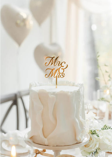 Διακοσμητικό Τούρτα "mr & Mrs" Ακρυλικό Χρυσό