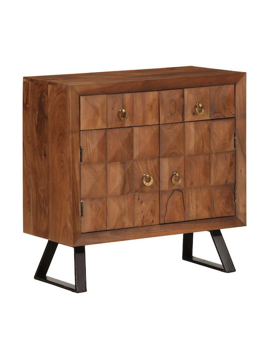 Chest of Drawers Bedroom Solid Wood & Metal Brown 70x35x70cm