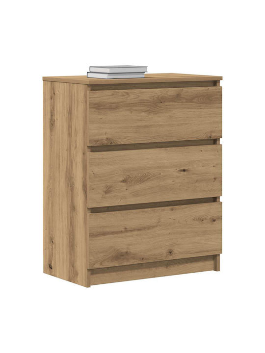 Comodă Dormitor Din Lemn Cu 3 Sertare Maro 60x35x76cm