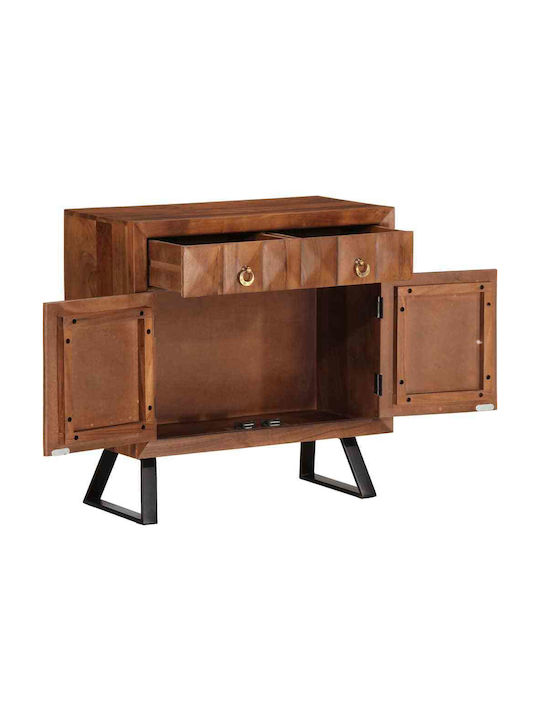 Chest of Drawers Bedroom Solid Wood & Metal Brown 70x35x70cm
