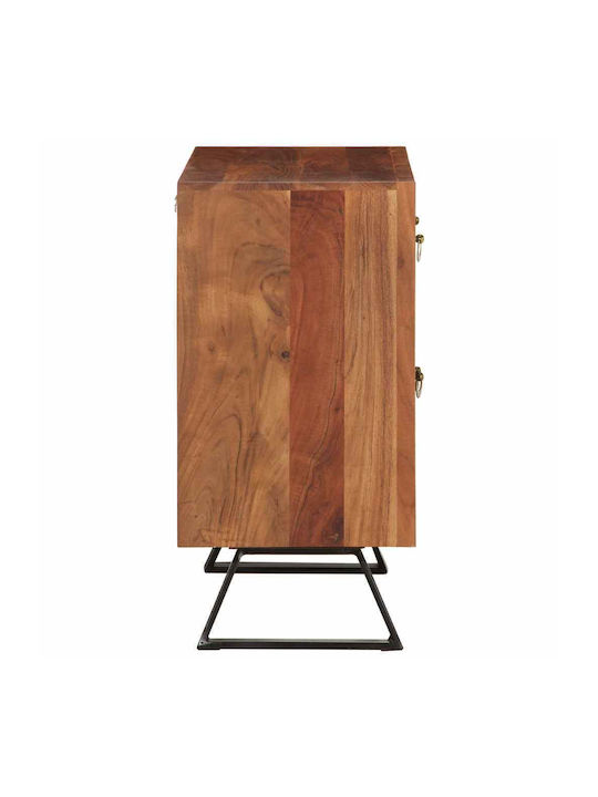 Chest of Drawers Bedroom Solid Wood & Metal Brown 70x35x70cm