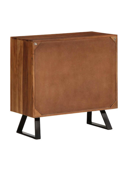 Chest of Drawers Bedroom Solid Wood & Metal Brown 70x35x70cm