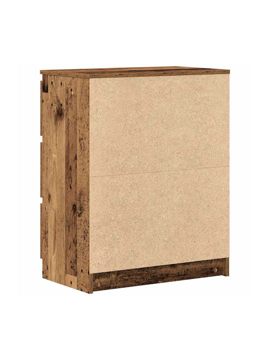 Wooden Bedroom Chest of Drawers with 3 Drawers Old Wood 60x35x76cm