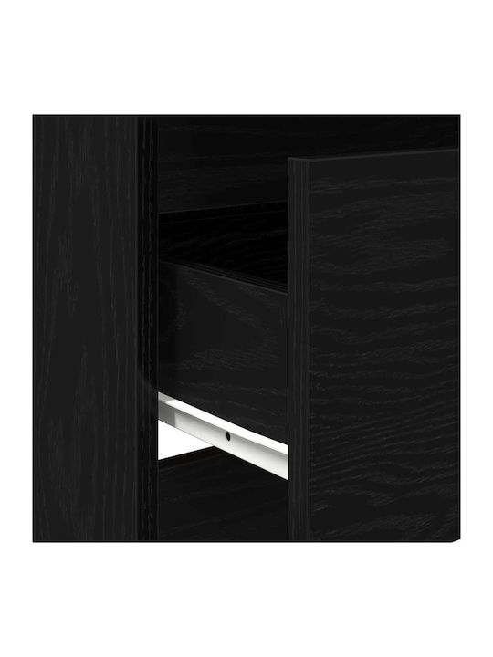 Bedroom Chest of Drawers Wooden with 3 Drawers Black Oak 60x35x76cm