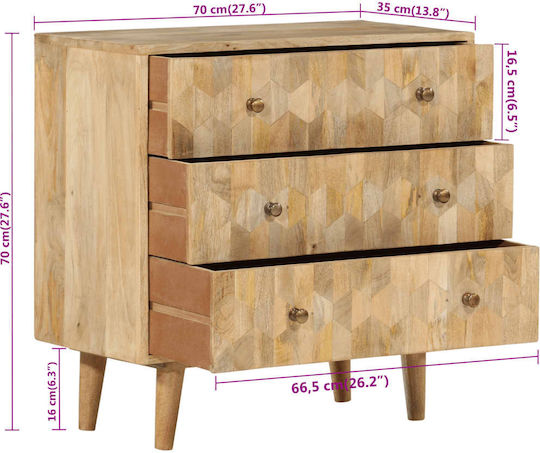 Comodă Dormitor din Lemn Maro 70x35x70cm
