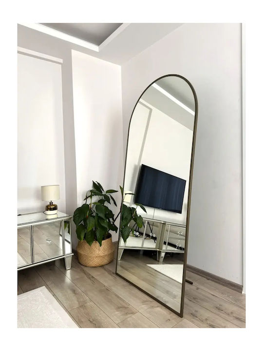 SteweHome SteweHome Boden- oder Standspiegel Mit Ovaler Braun Metallischer Rahmen 180x80cm